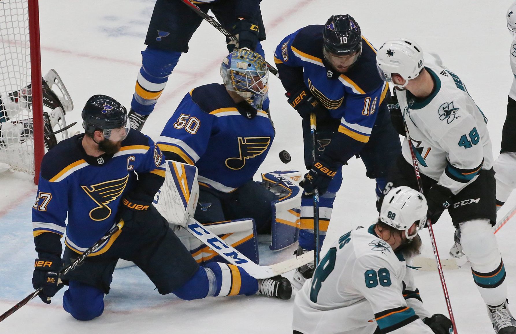 Blues and Sharks skate in game 4 of the semifinals